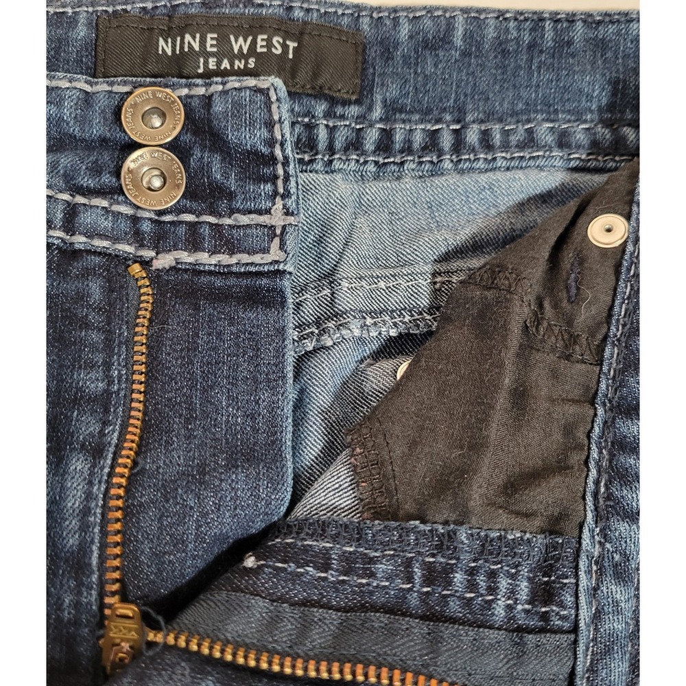 Nine West Womens 31/12 Date Night Fit Blue Capri Jeans Embroidered‎ 0034 - Picture 3 of 16